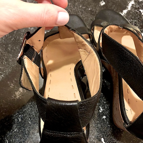 Nine West Black Strap Cork Wedge Sandals - Picture 5 of 10